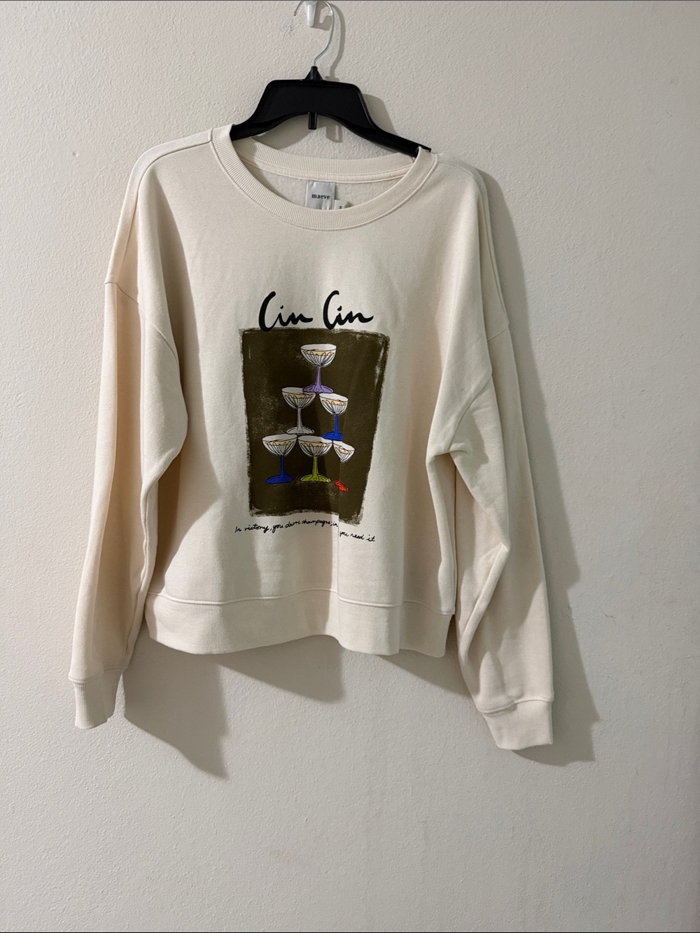 Antropologie Cin Cream Graphic Sweatshirt -
